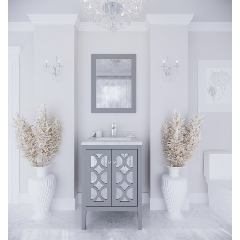 Ensemble de meuble-lavabo simple 24 po Caballero, Gris, Carrera blanche