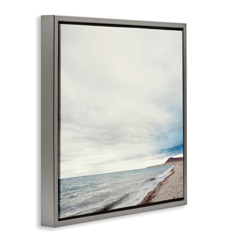 "Ocean at sunrise", art mural encadré par Anna Coppel, Cadre flottant gris lustré, H 25 po x l 25 po
