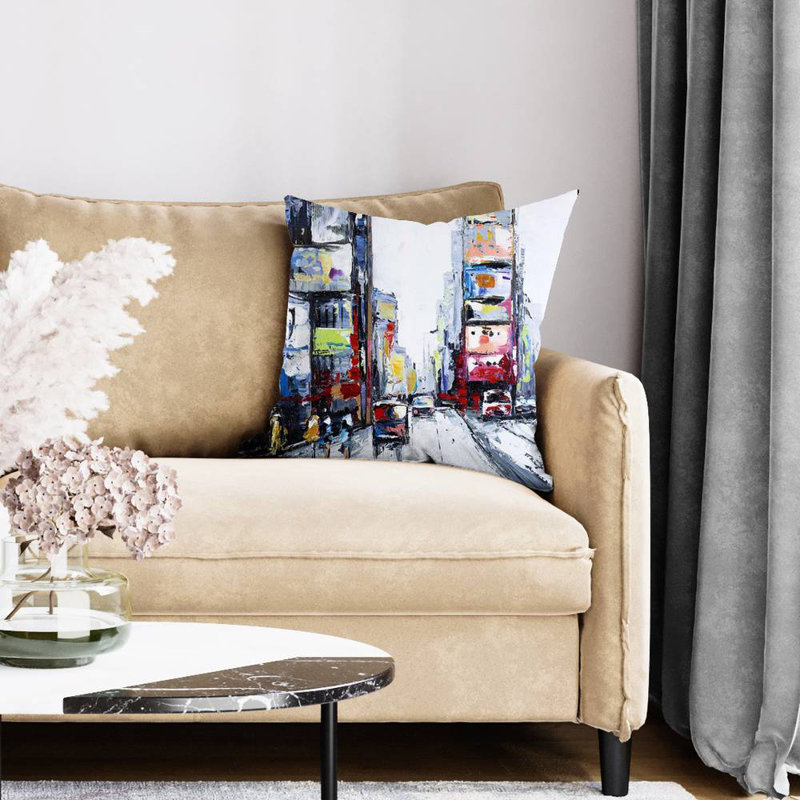 Time square - 20"x20" Throw pillow cover - Poly twill - Print on demand, 20"x20"