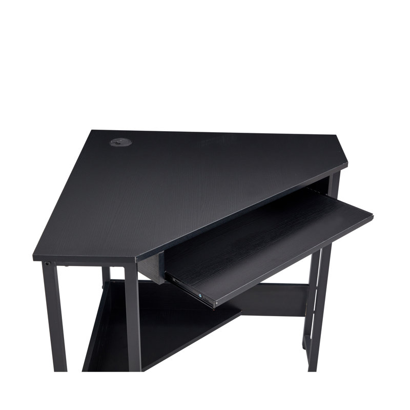 Stacye Rose Corner Metal Base Computer Desk, Black