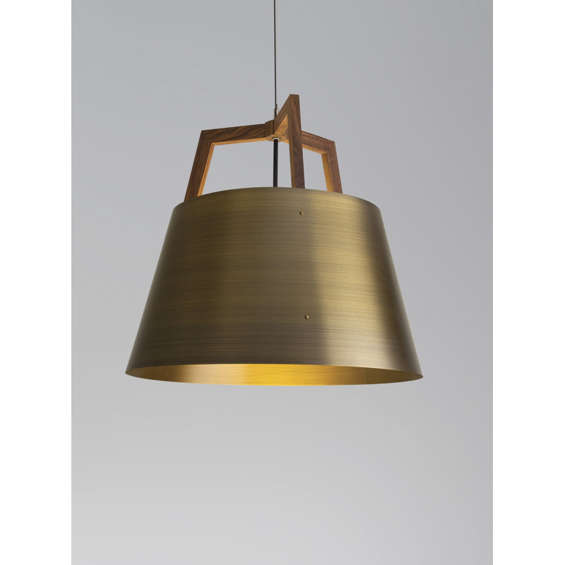 Imber LED Pendant, 22" H x 24" W x 24" D, Walnut/Distressed Brass, 3500K LED w/ Diffuser - Corded
