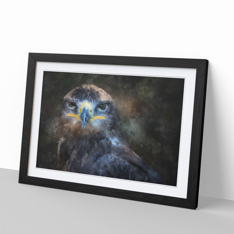 Golden Eagle Vol.1 - Picture Frame Painting, 27cm H x 36cm W x 2cm D, Black Framed