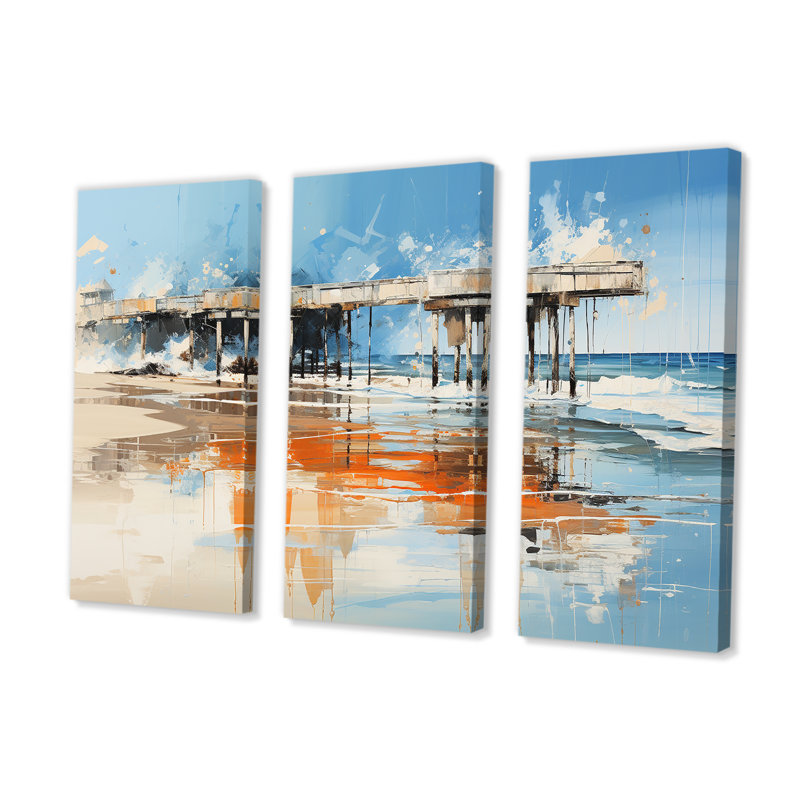 Ensemble de salon d'art mural Rathburn - Coastal Pier, H 40 po x l 60 po x P 1 po