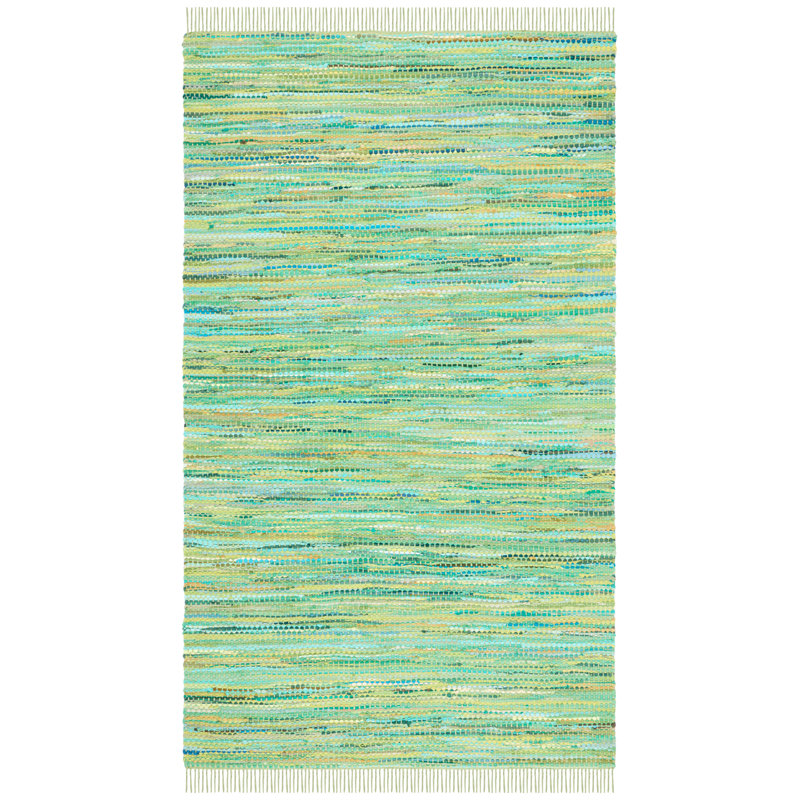 Tapis de couleur unie en coton recyclé tissé à plat Arlesey Montauk, Rectangle 3 pi x 5 pi