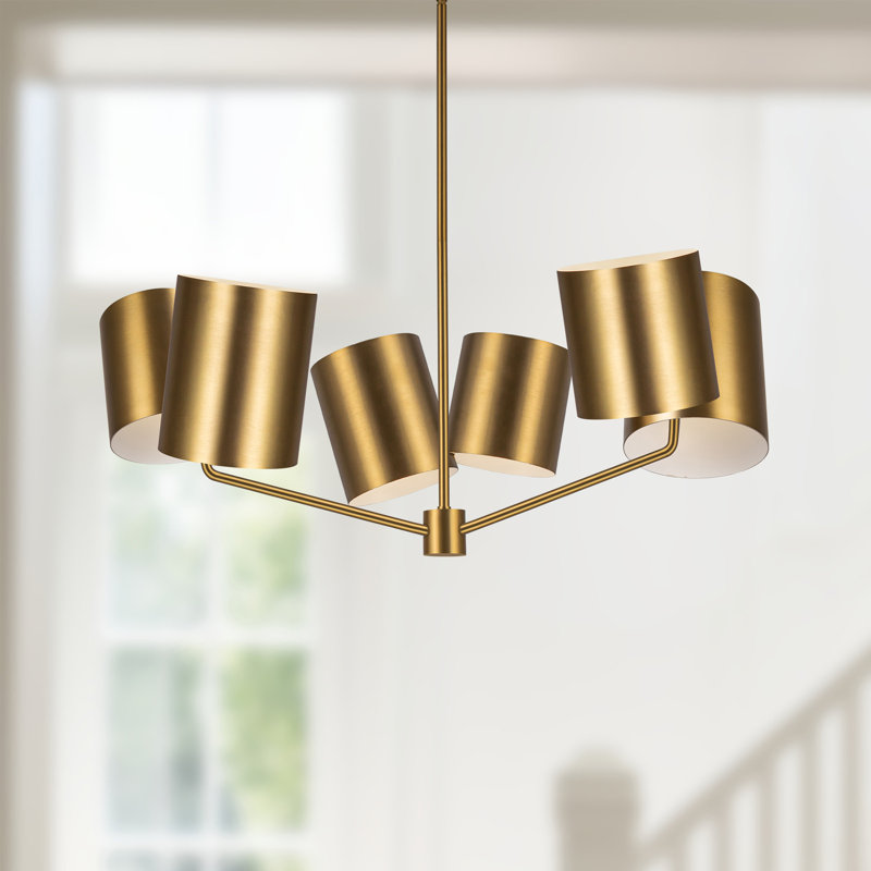 Keiko 6 - Light Chandelier, Brushed Gold