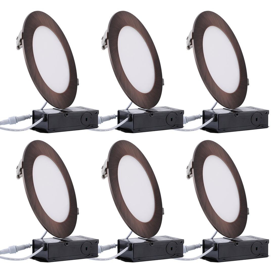 Elite 6" LED Canless Remodel Recessed Lights with J-Box, Wet Locations Available (Set of 6) TORCHSTAR 