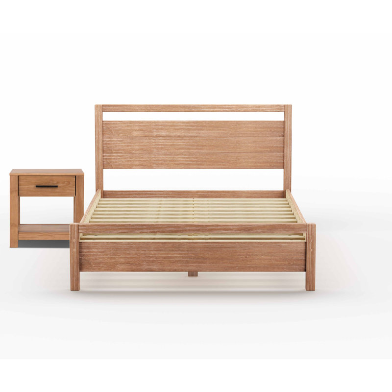 Loft Solid Wood Piece Bedroom Set, Acacia, 2 Pieces: 1 Bed, 1 Nightstand