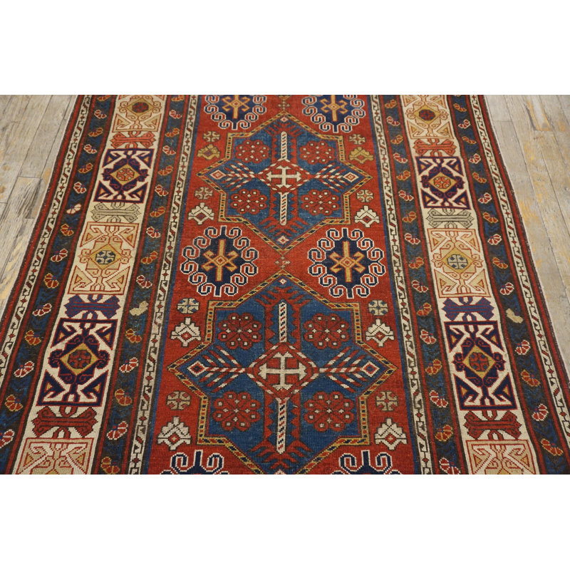 Late 19th Century Tribal Antique Bold Colorful Caucasian Kuba Rug