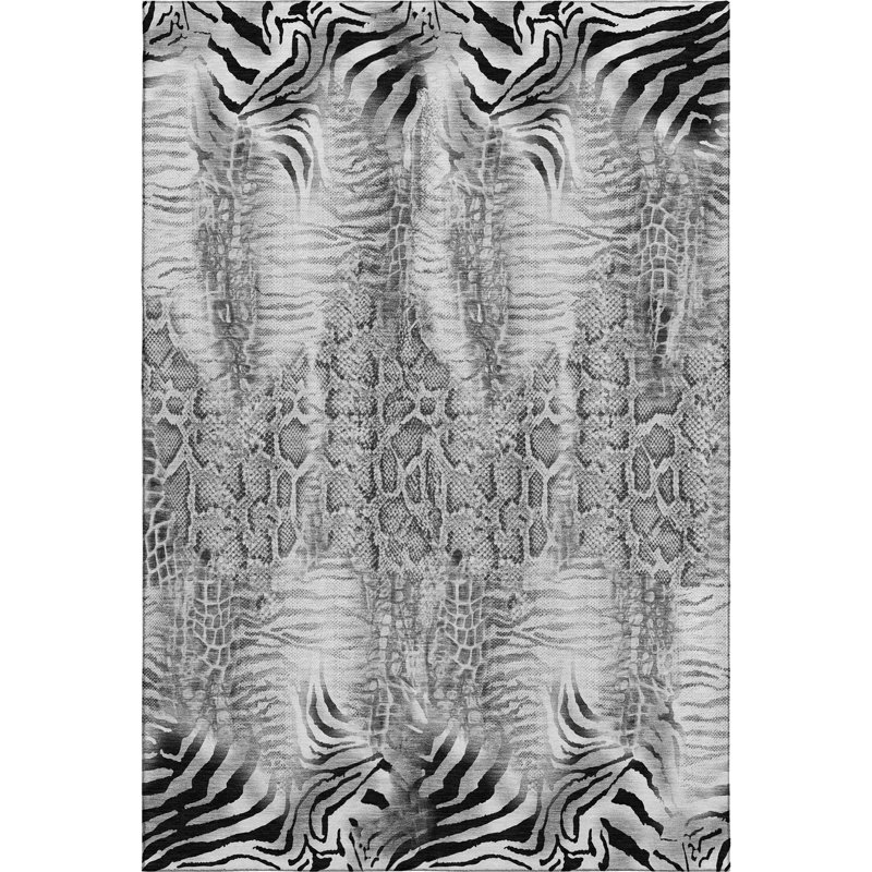 Premium Machine Washable Mayfield  Animal Rug, Gray, 2'6" x 3'10"