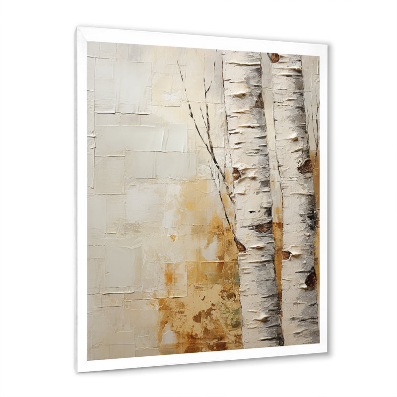 Arbre de minimalisme bouleau II sur toile, Cadre photo blanc, H 20 po x l 12 po x P 1 po