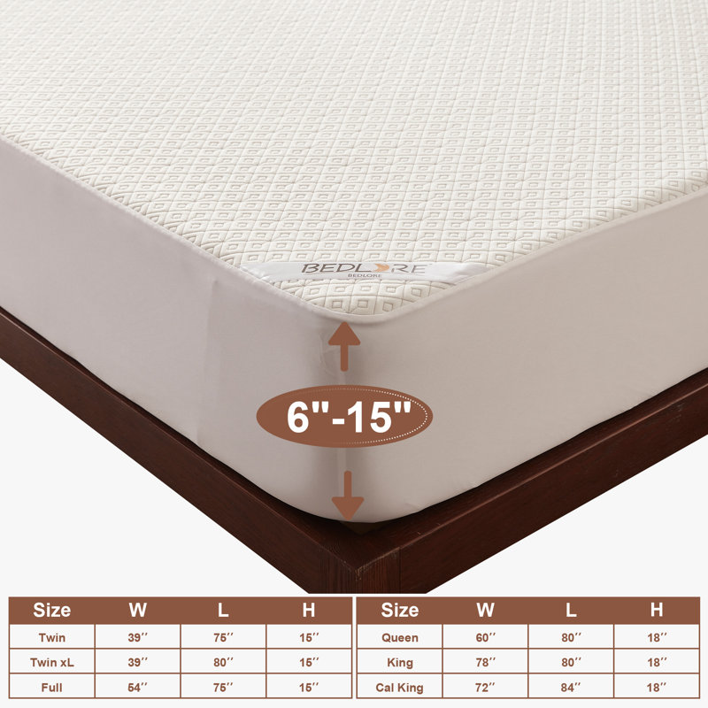 George Oliver Waterproof Noiseless Mattress Protector Machine Washable Mattress Cover with Deep Pocket, Beige, Twin