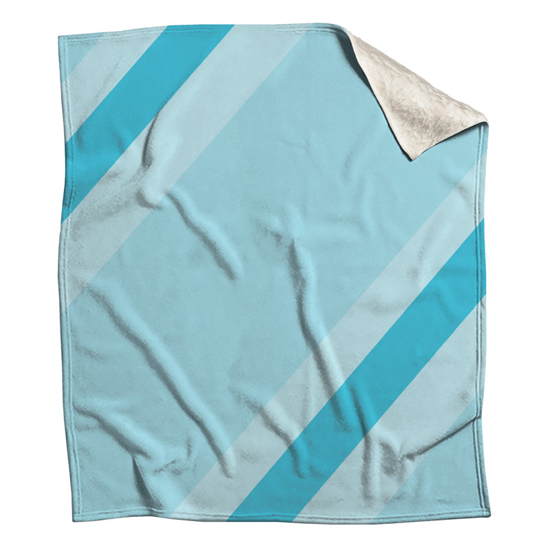 Couvertures diagonales à rayures bleues, L 60 po x H 80 po