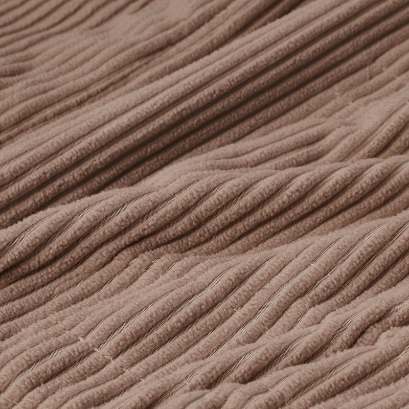 King Size Brown Ribbed Microfleece Heated Blanket