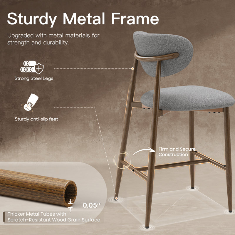 Tabouret de comptoir rembourré Westhampton, Gris, 4