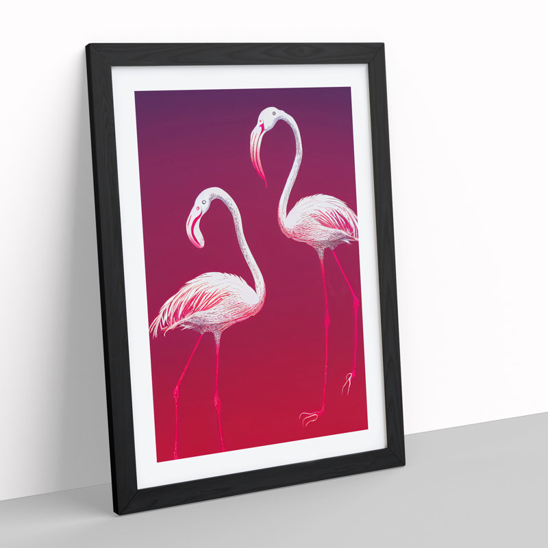 A Pair Of Flamingos - Single Picture Frame Print, Black, 64cm H x 46cm W x 2cm D