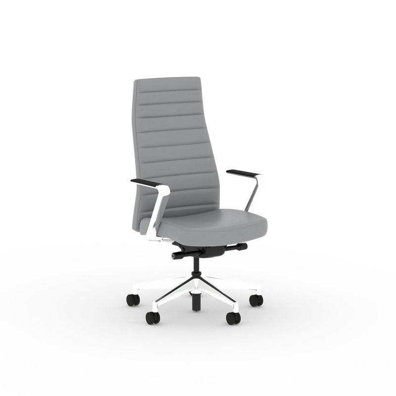 HON Cofi Executive High Back Chair, Advanced Synchro-Tilt with Seat Slider, Standard Cylinder, Adjustable Arms, Contourett Vinyl with Matching Channel Stitching, Polished Aluminum Base, Steel