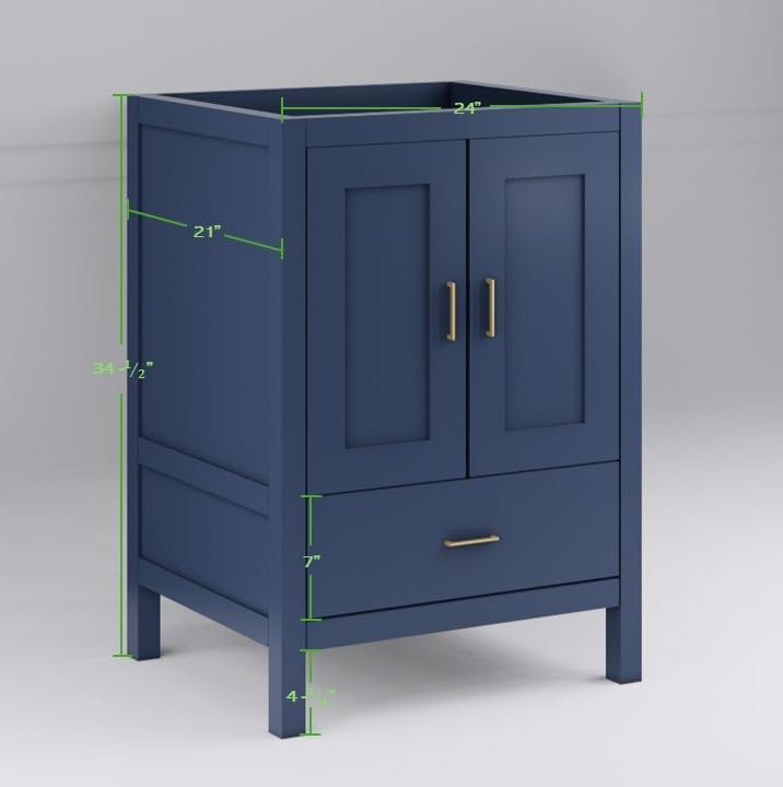 Meuble-lavabo bleu 24 po avec tiroir inférieur