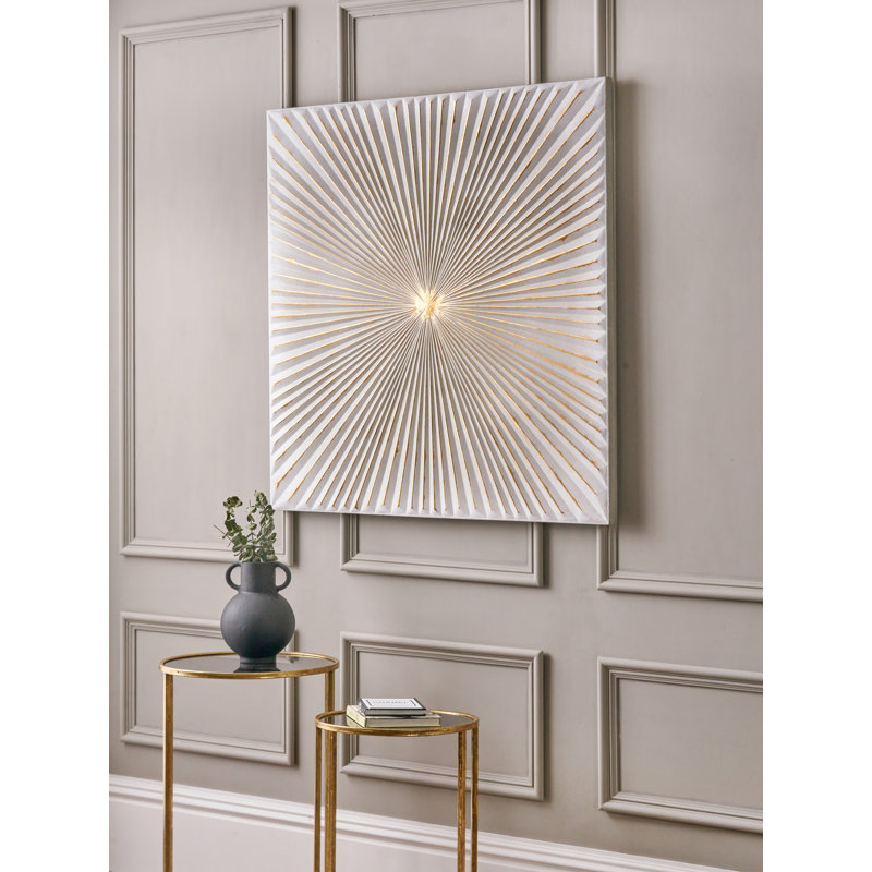 White And Gold Metal Sunburst - No Frame Print on Metal