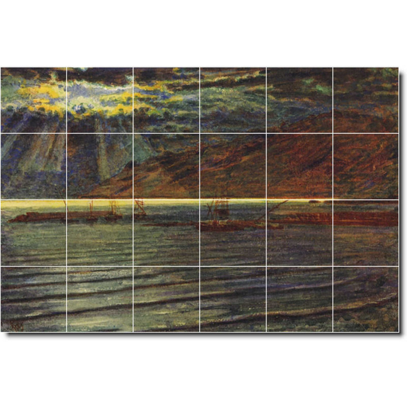 Carreau de céramique décorative 36 po x 24 po 6 po x 6 po, Bord de l'eau 04567