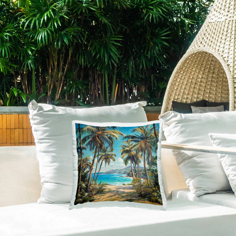 Coussin d'extérieur Sunset On The Beach, imprimé par LSR Creative Studio