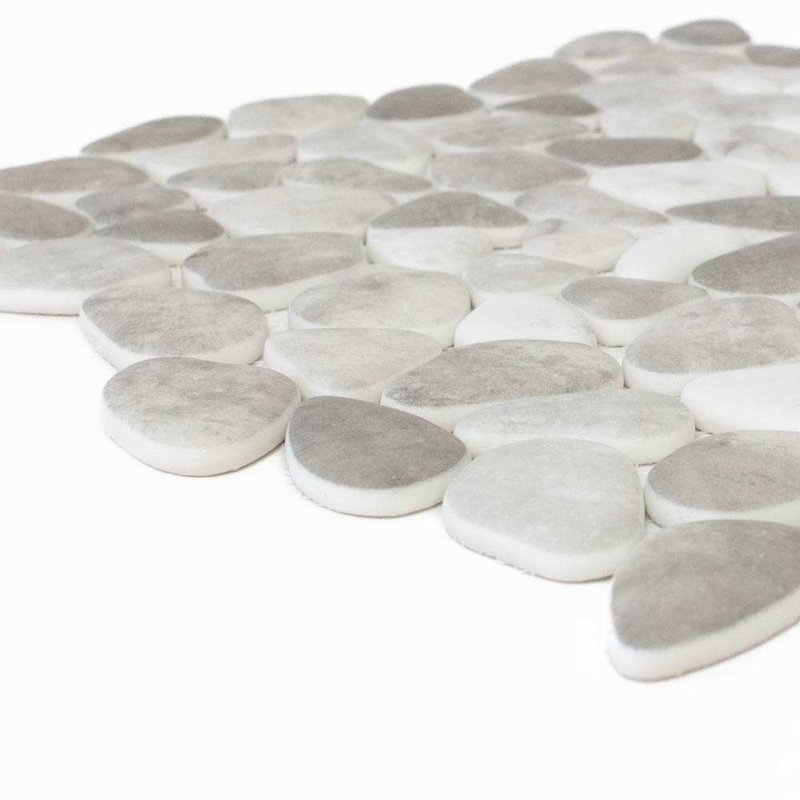 Huron Glass Pebbles Mosaic Tile, Silverado