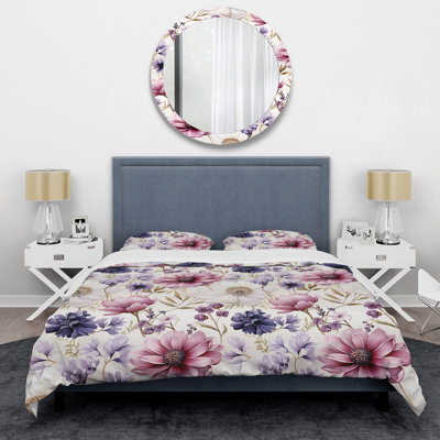 Ensemble de housse de couette floral mauve serein