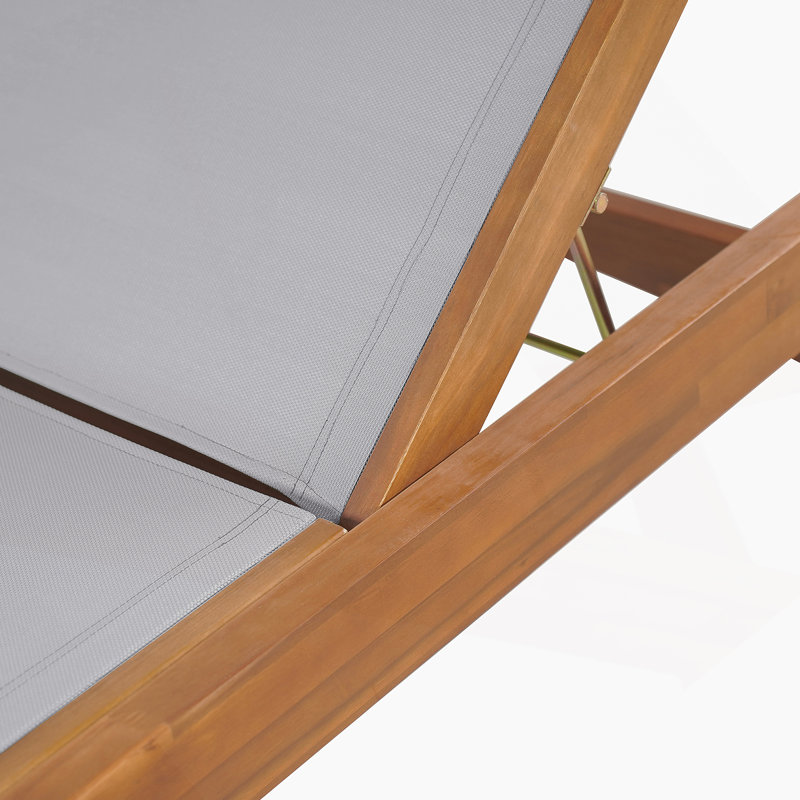 Chaise longue d'extérieur à structure en bois, Gris / naturel