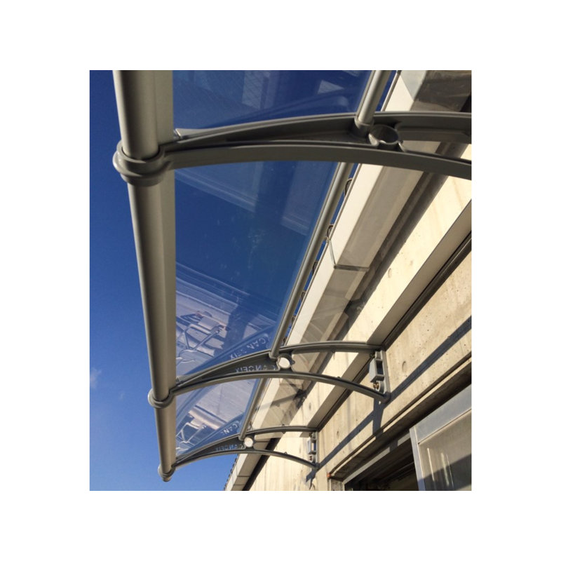 1.2m Width x 0.65m Depth Door Canopy Grey-Bracket Clear-Sheet