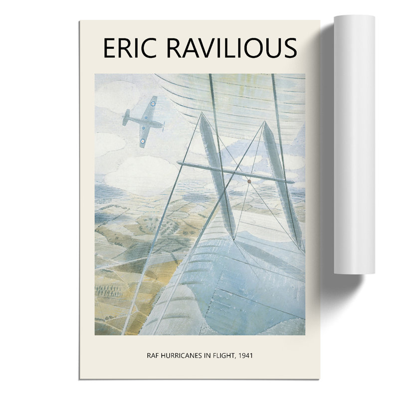 Hurricane In Flight by Eric Ravilious - No Frame Painting, 59cm H x 42cm W x 0.1cm D