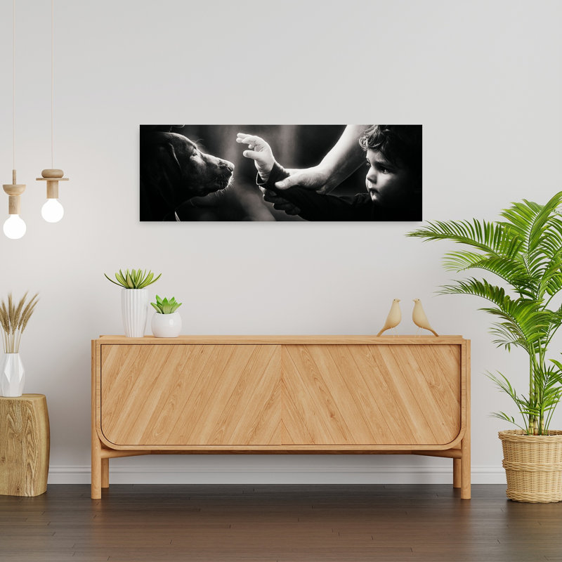 «Tender Baby Dog Connection», art mural contemporain, H 36 po x l 12 po