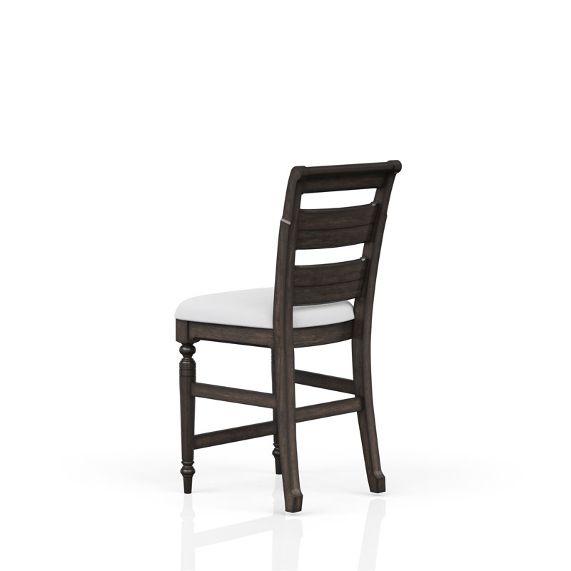 Tabouret de comptoir rembourré chocolat noir avec siège attrayant en forme d'échelle et décoration attrayante