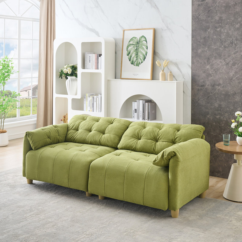 Canapé de style crème contemporain à deux places en tissu nuage rétro de style crème, Vert