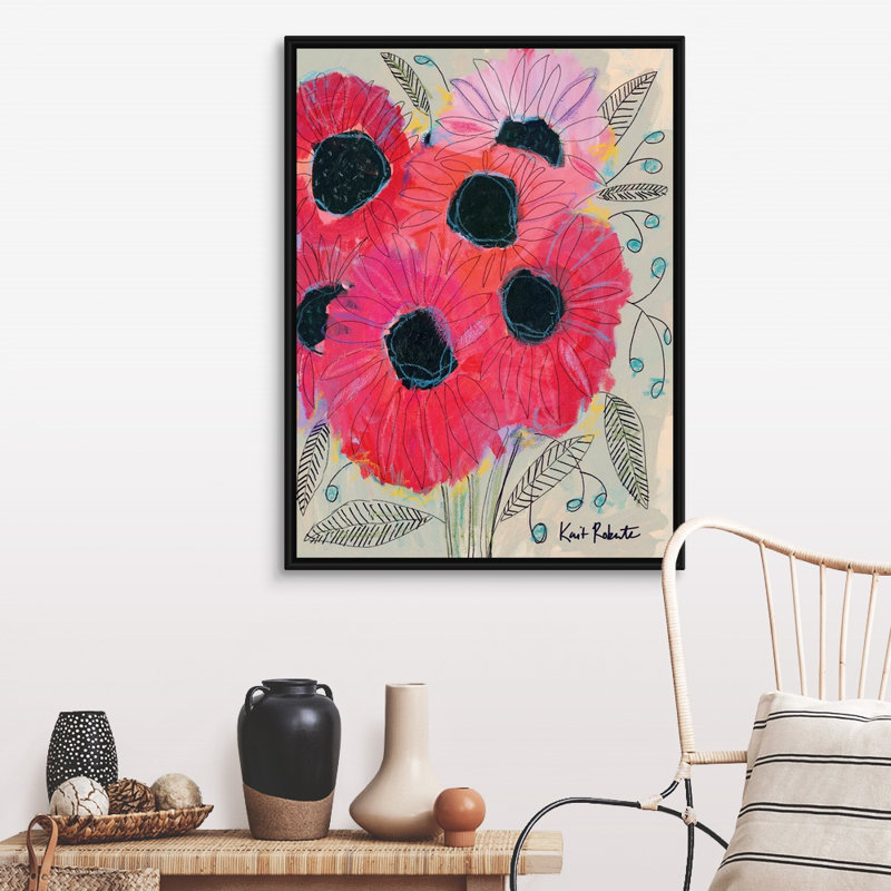 "Tournesols" par Kait Roberts-impression sur toile, 42" H x 32" W x 1.75" D, Toile avec cadre noir
