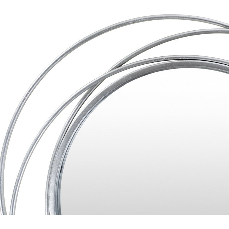 Wemple Iron Round Mirror, 24" x 24", Silver