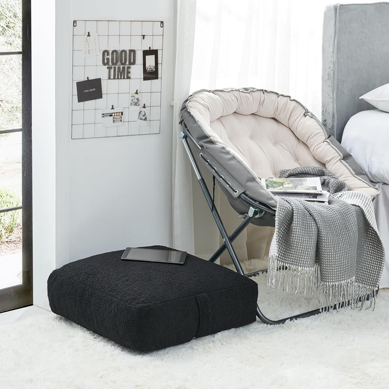 Rainha Cozy Floor Pillow - Square, Faded Black