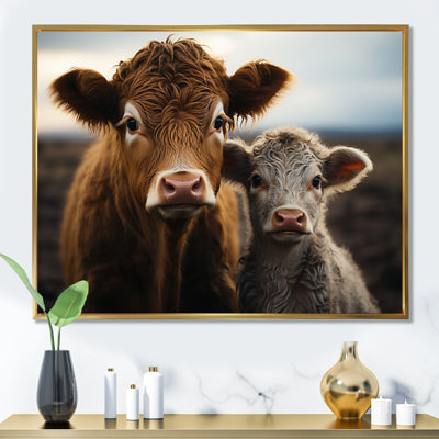 Cattle Canvas Wall Art, Farm Animal Family Print - Cattle Gentle Family IV