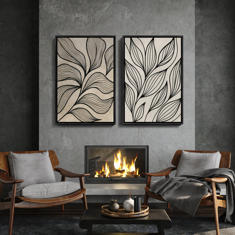 Art mural encadré, rétro, antique, classique pour chambre à coucher - 16 po x 24 po x 2 panneaux, Noir, H 24 po x l 16 po