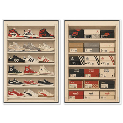 Ensemble de décoration murale pour chambre d'étudiant, collection d'étagères à chaussures élégantes, impression sur toile, par Art Remedy, châssis entoilé, 24 x 36 pouces