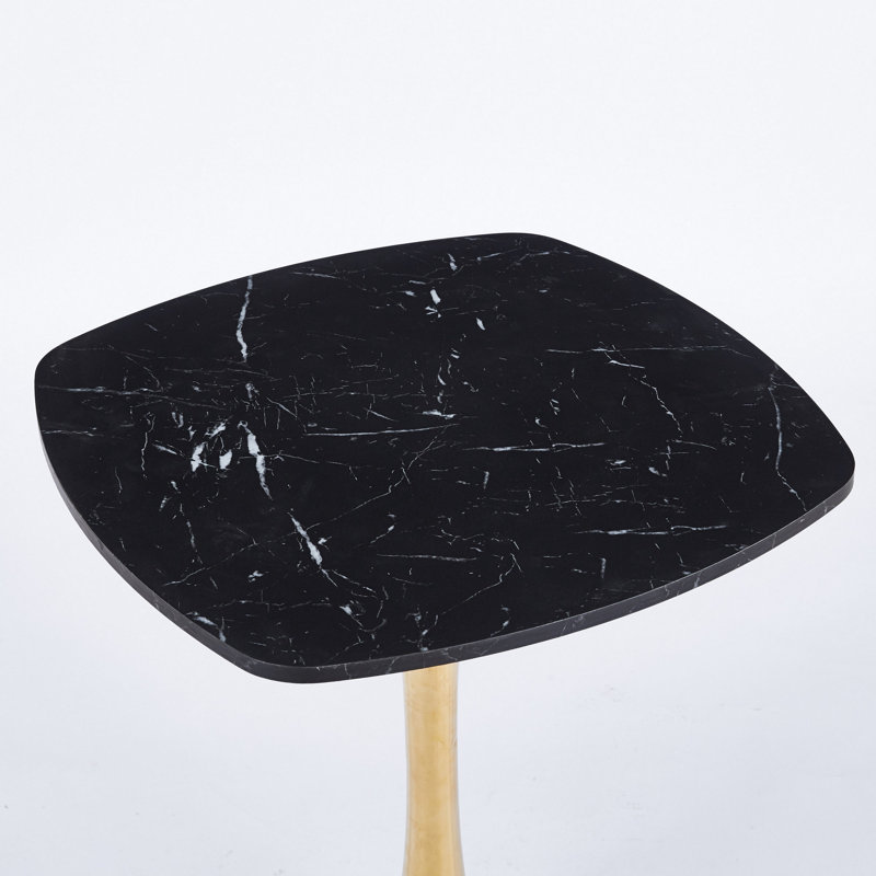 Table de salle à manger carrée Tulip pour 2 à 4 personnes, petite table de cuisine de 24 pouces avec base en métal doré robuste, table bistro moderne pour petit espace, appartement, café, bureau, salon
