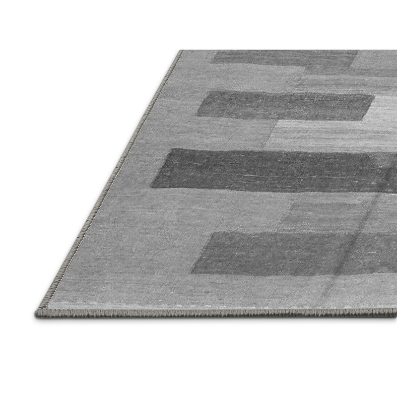 Tapis gris tissé à la machine Jetchko, Rectangle 3 pi x 5 pi