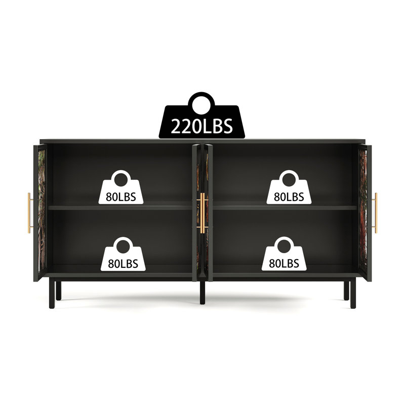 60,3 po avec 4 portes pour les armoires de buffet, les armoires de rangement vernies, la console de contrôle American Retro, le salon, la chambre à coucher, la salle à manger