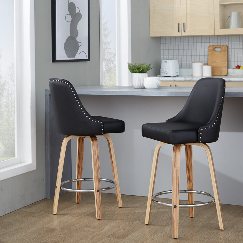 Swivel Upholstered Faux Leather Counter Stool, Zebra, Counter Stool (27” Seat Height)