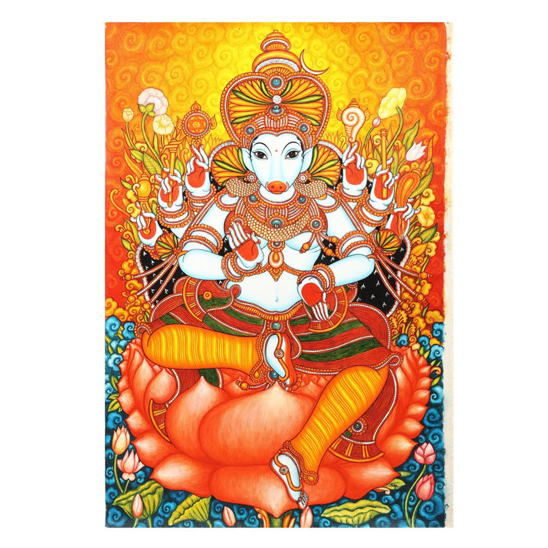 Shweta Varahi (une Satvik Roopa de Matrika Varahi) | Murale Kerala faite à la main | Acrylique sur toile