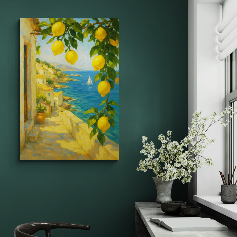 Lemon Breeze on the Amalfi Coast Wall Art - Canvas Framed Print, 117 cm H x 84 cm W