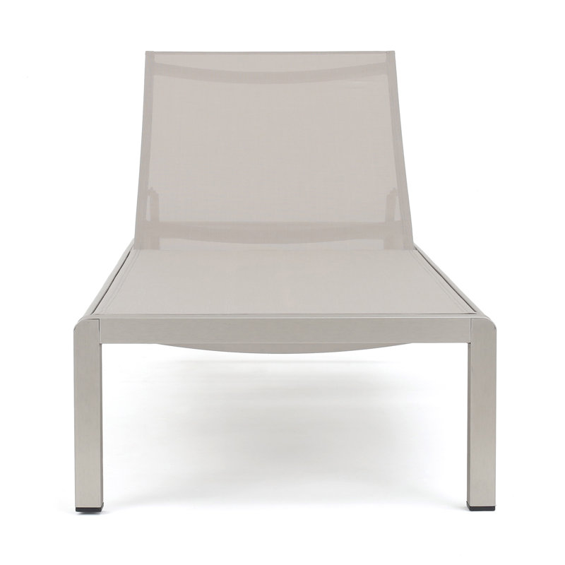 Esteban Outdoor Metal Chaise Lounge, Cream, Beige, 2