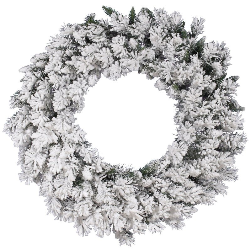 Artificial Flocked Snow Ridge Wreath, 42" H x 42" W x 3" D