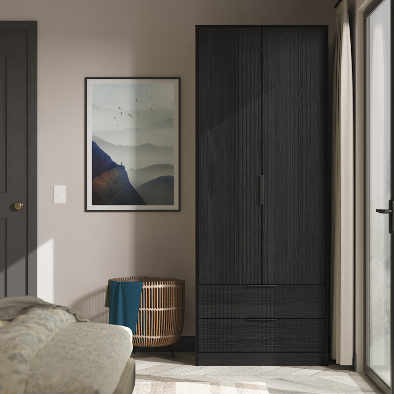 Manufactured Wood Wardrobe, Black