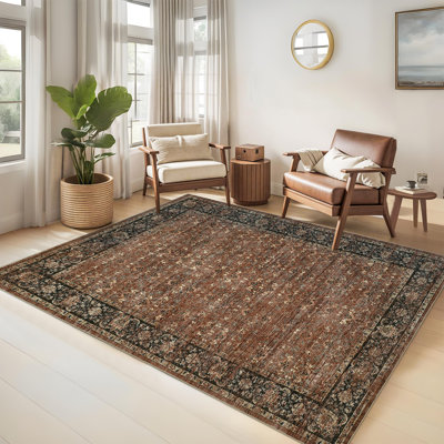 Machine Washable Area Rugs for Living Room, Floral Rugs Oriental Vintage Rugs Distressed Non Slip Stain Resistant Soft Low Pile Carpet for Bedroom Dining Room Nursery Kids Room