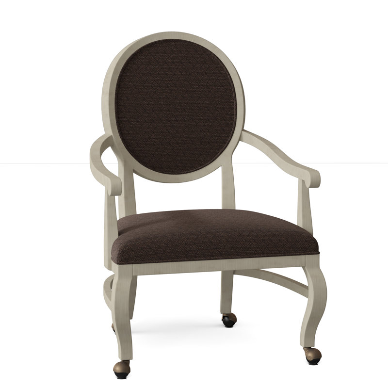 Oakland Upholstered King Louis Back Arm Chair, 8789 Indigo, Almond Buff