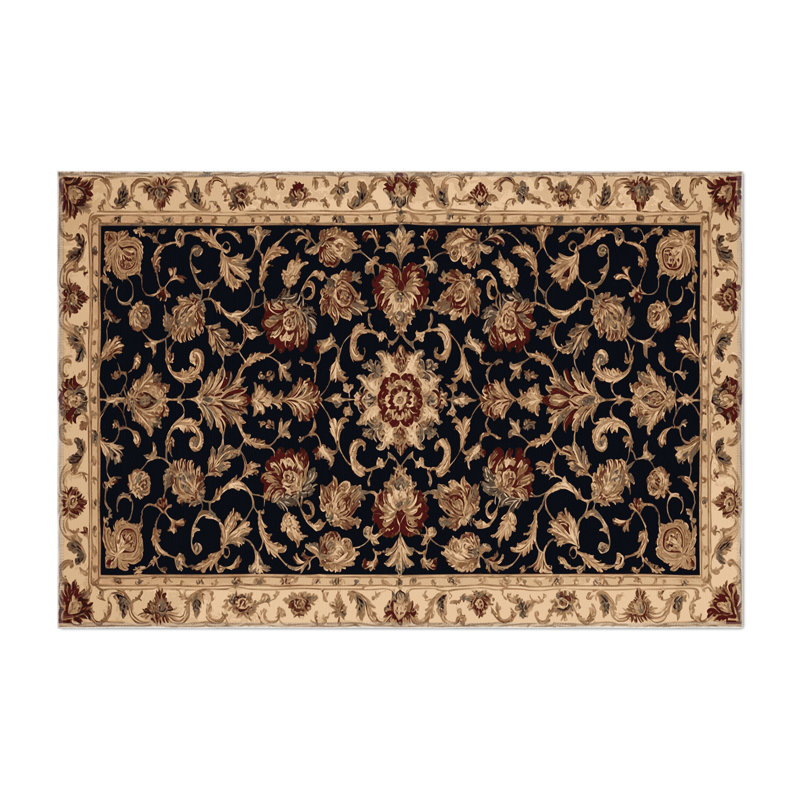 French Black Indoor and Outdoor Area Rug, Rectangle 9' x 12'
